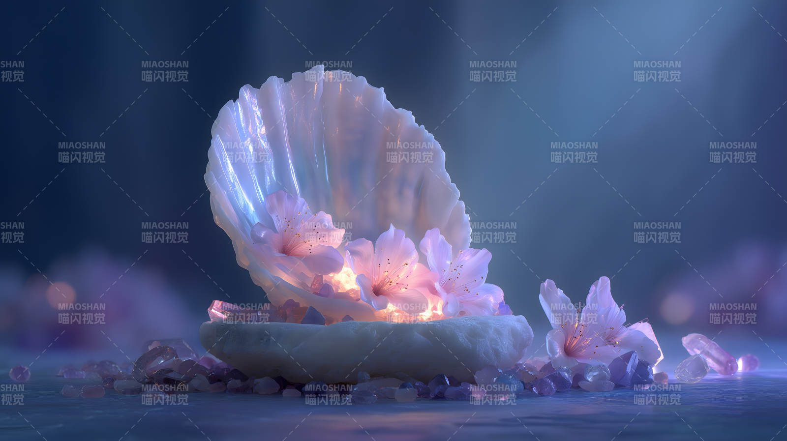 贝壳花卉光影唯美图片