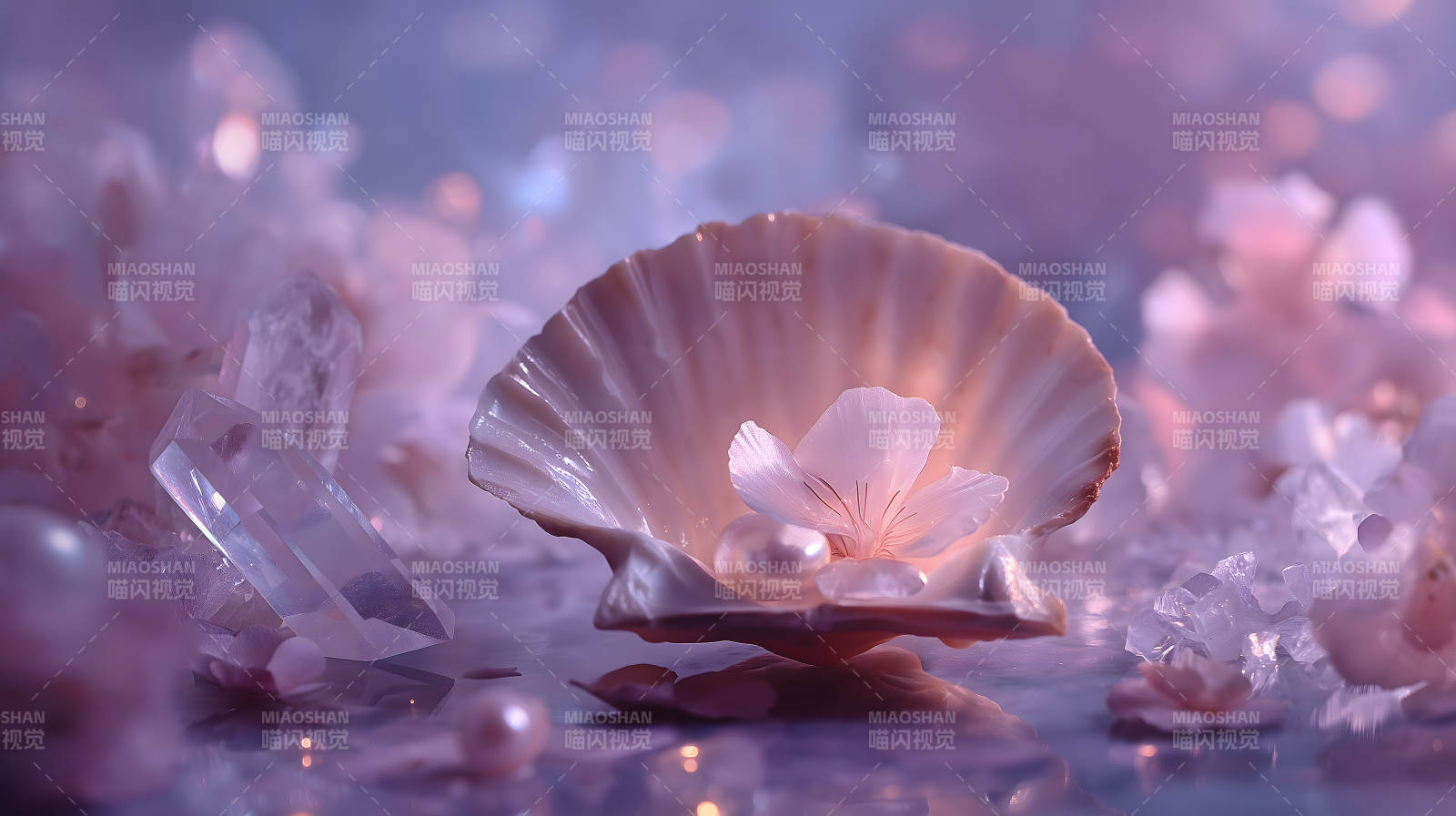 贝壳与花朵宝石图片