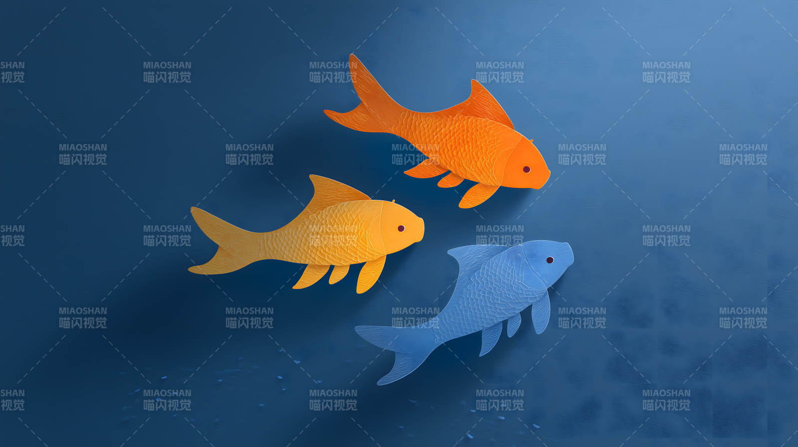 三条鱼在深海游动图片