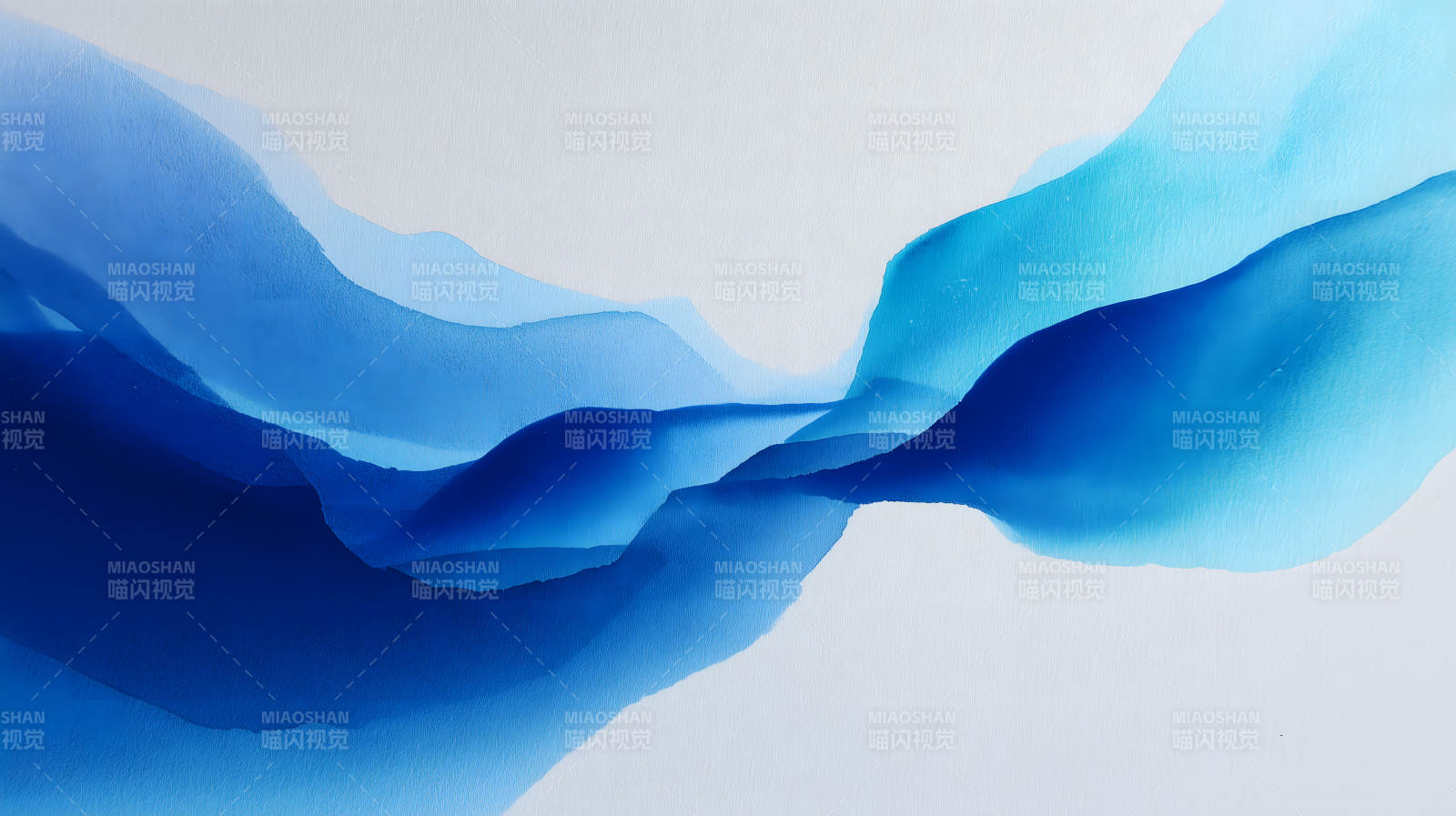 蓝色波浪在白色画布上图片