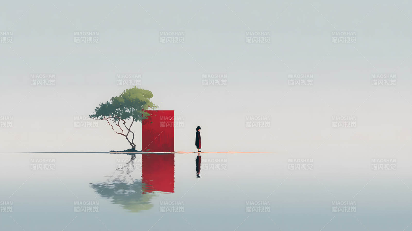 孤寂之境倒影迷离图片