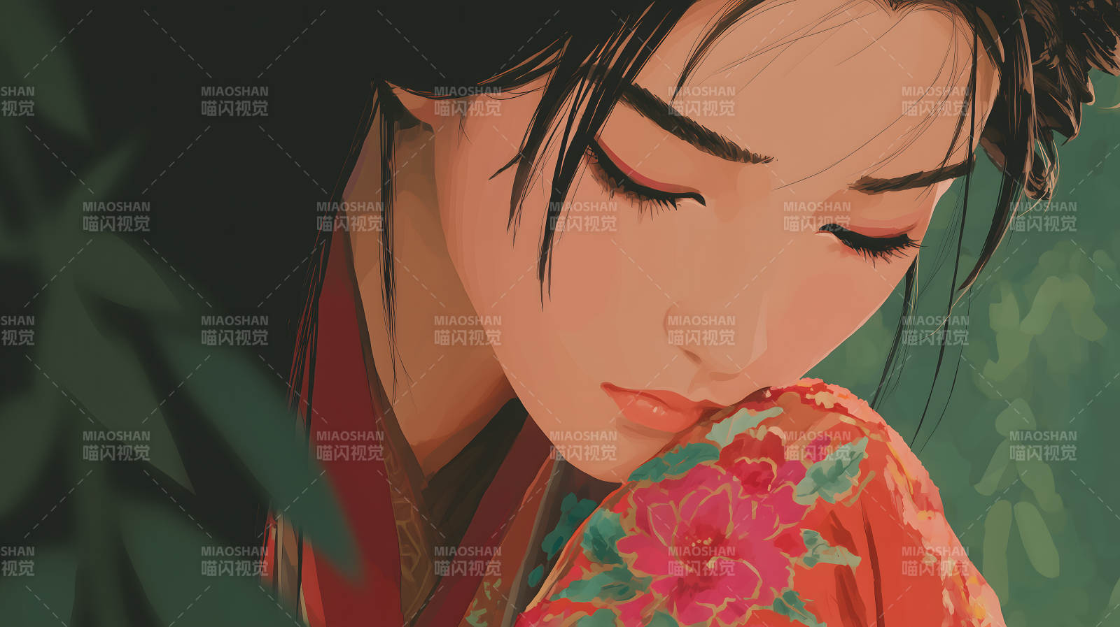 东方美人低头沉思图片