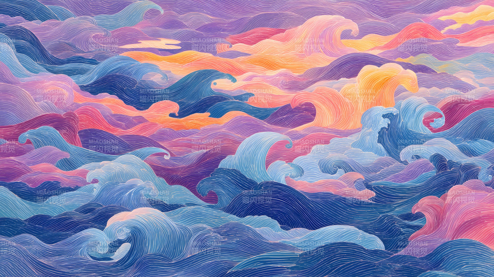 彩色波浪翻滚图片