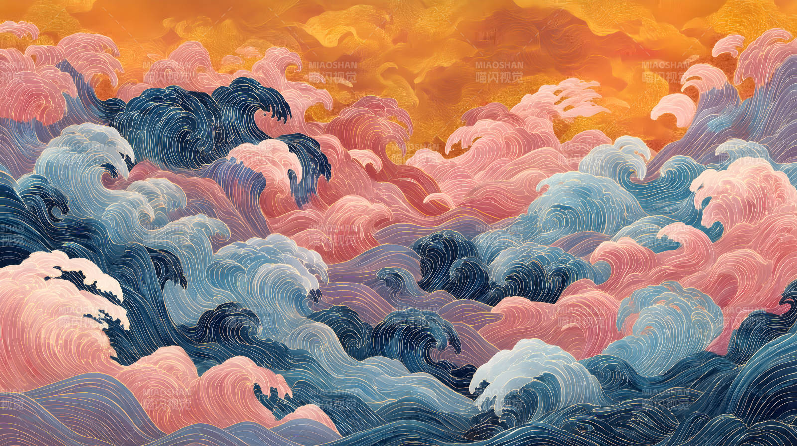 波涛汹涌云彩飘渺图片