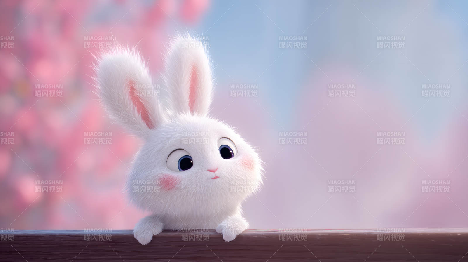 可爱兔子探头张望图片