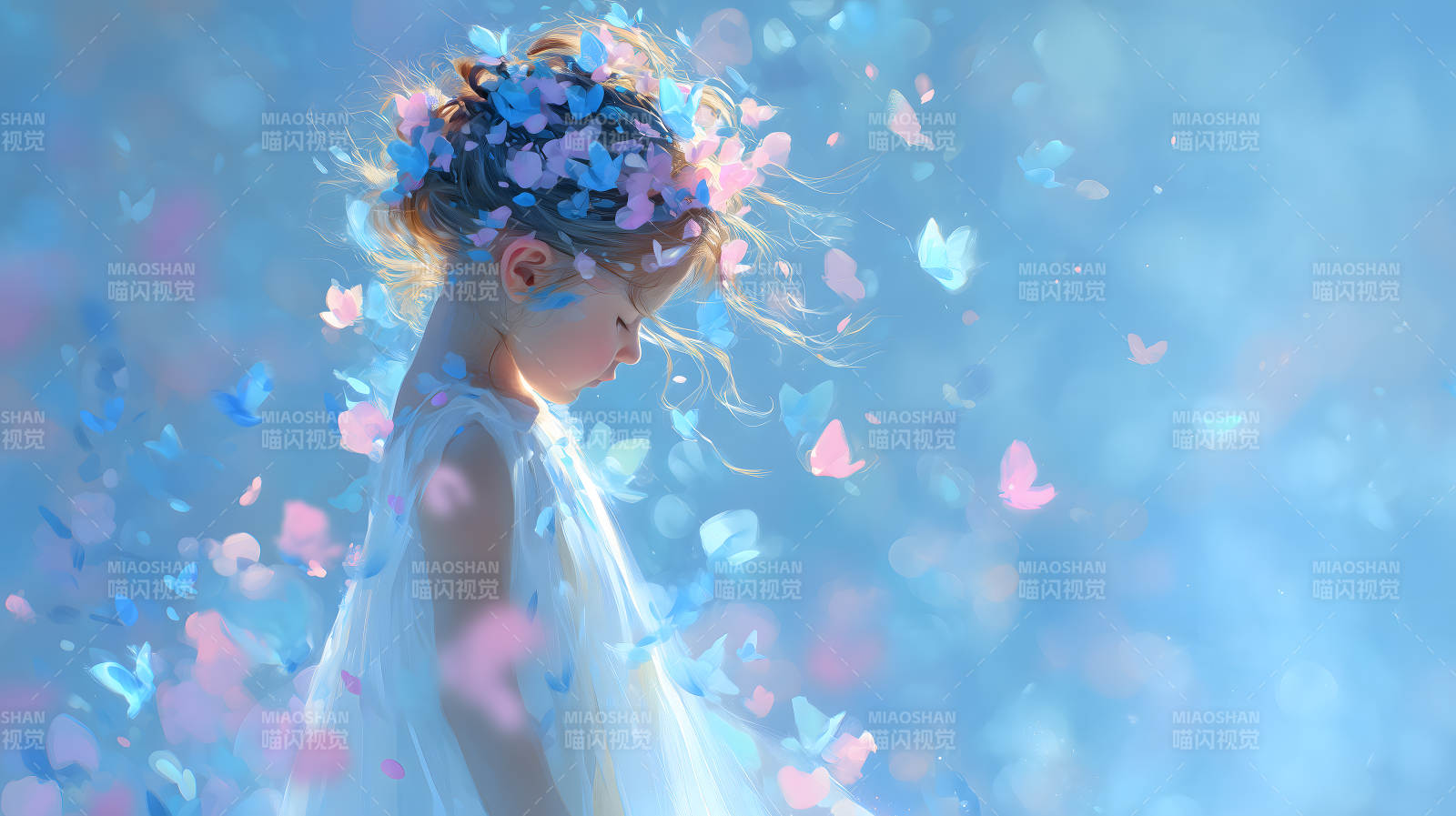 小女孩与蝴蝶图片