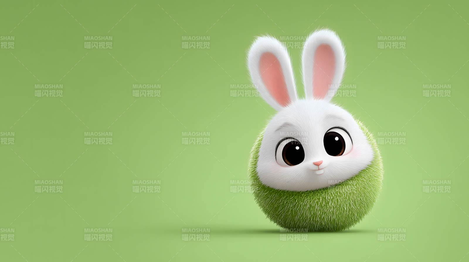 可爱兔头绿色背景图图片