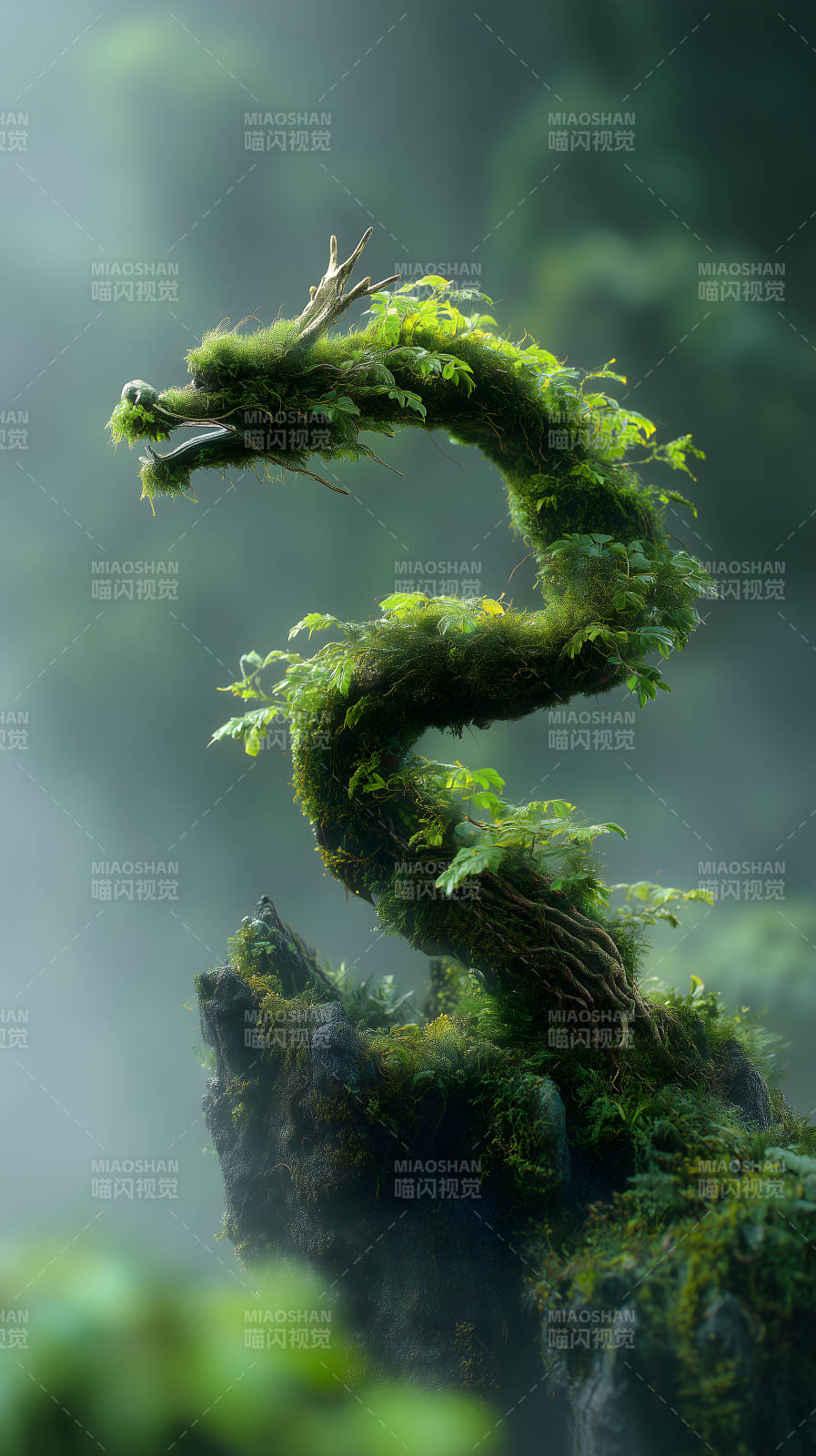 树木龙形艺术品图片