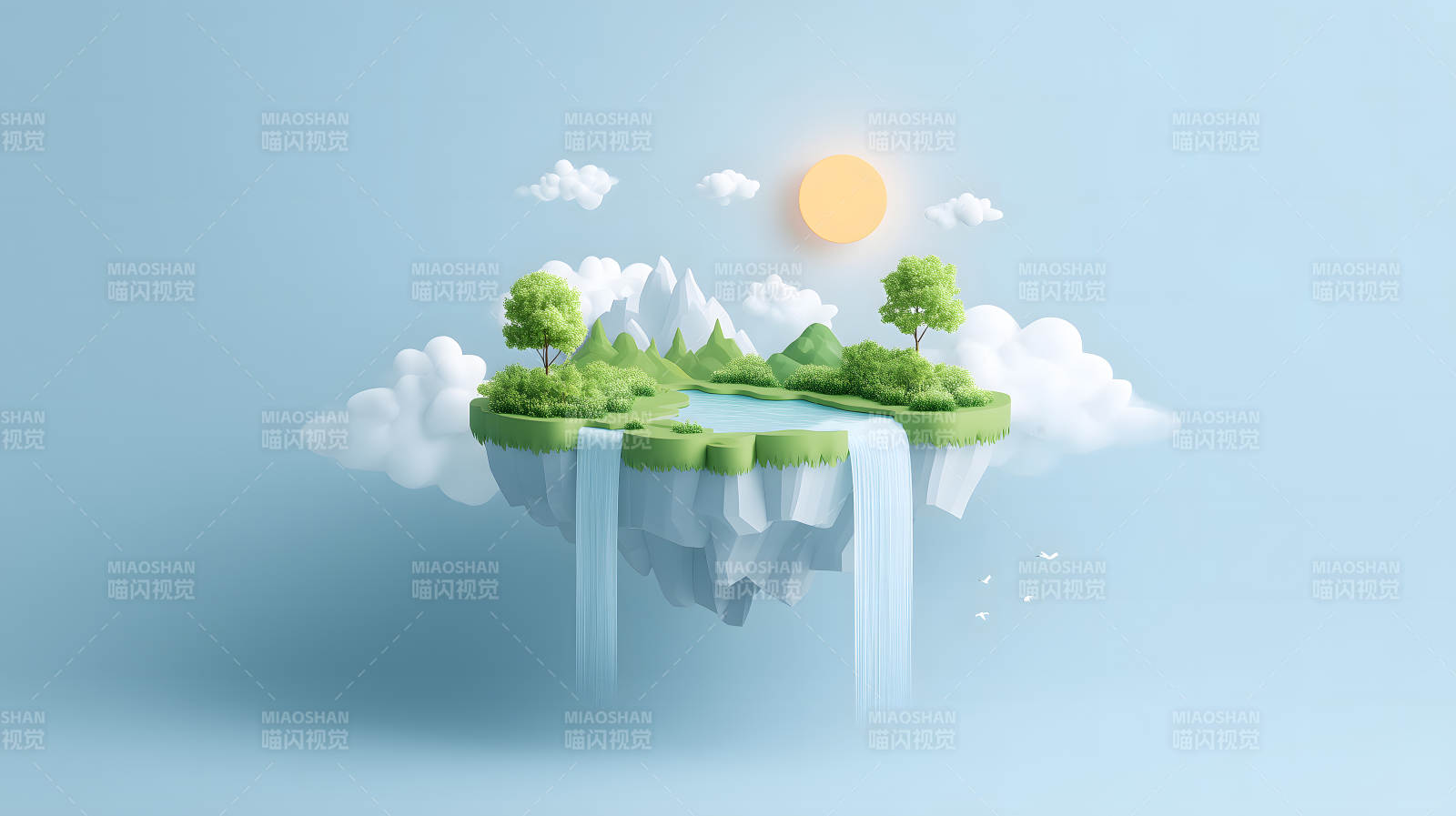 空中岛屿自然风光图片