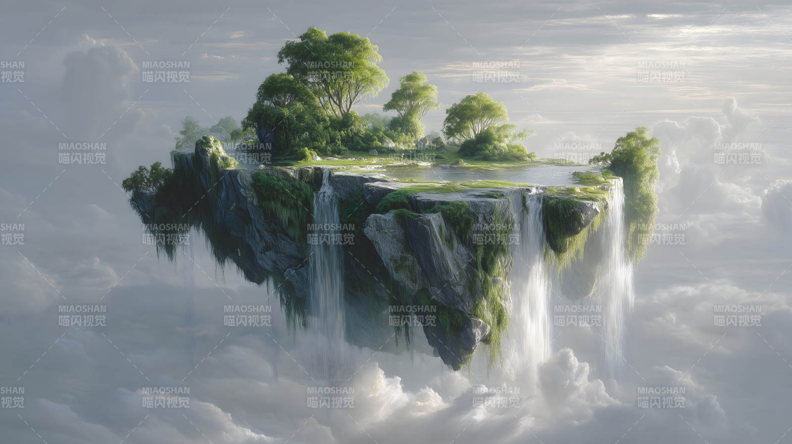 空中瀑布仙境图片