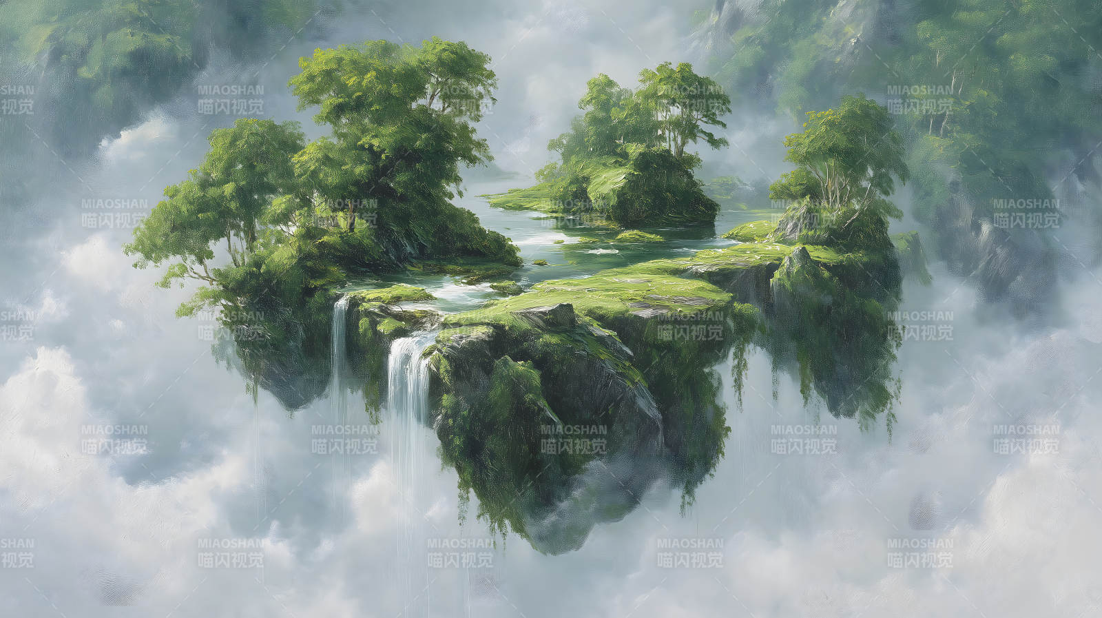 空中花园瀑布美景图片