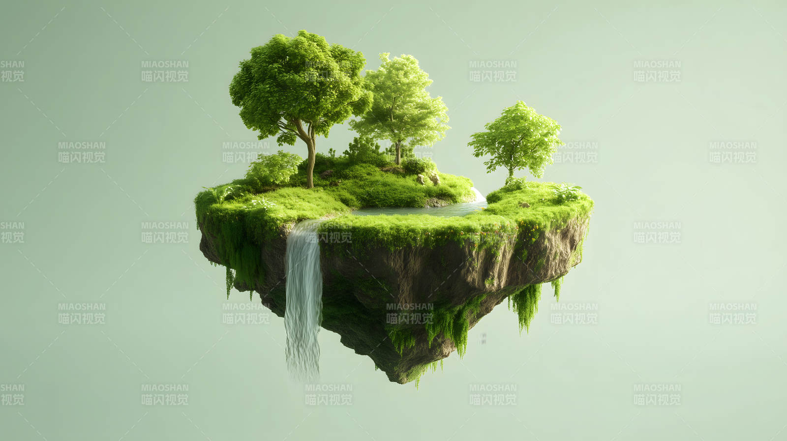 漂浮小岛风景如画图片