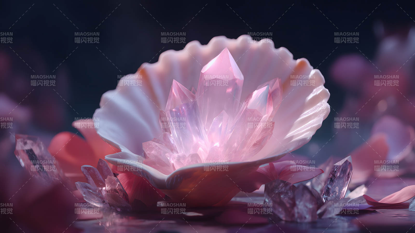 贝壳水晶艺术品发光图片