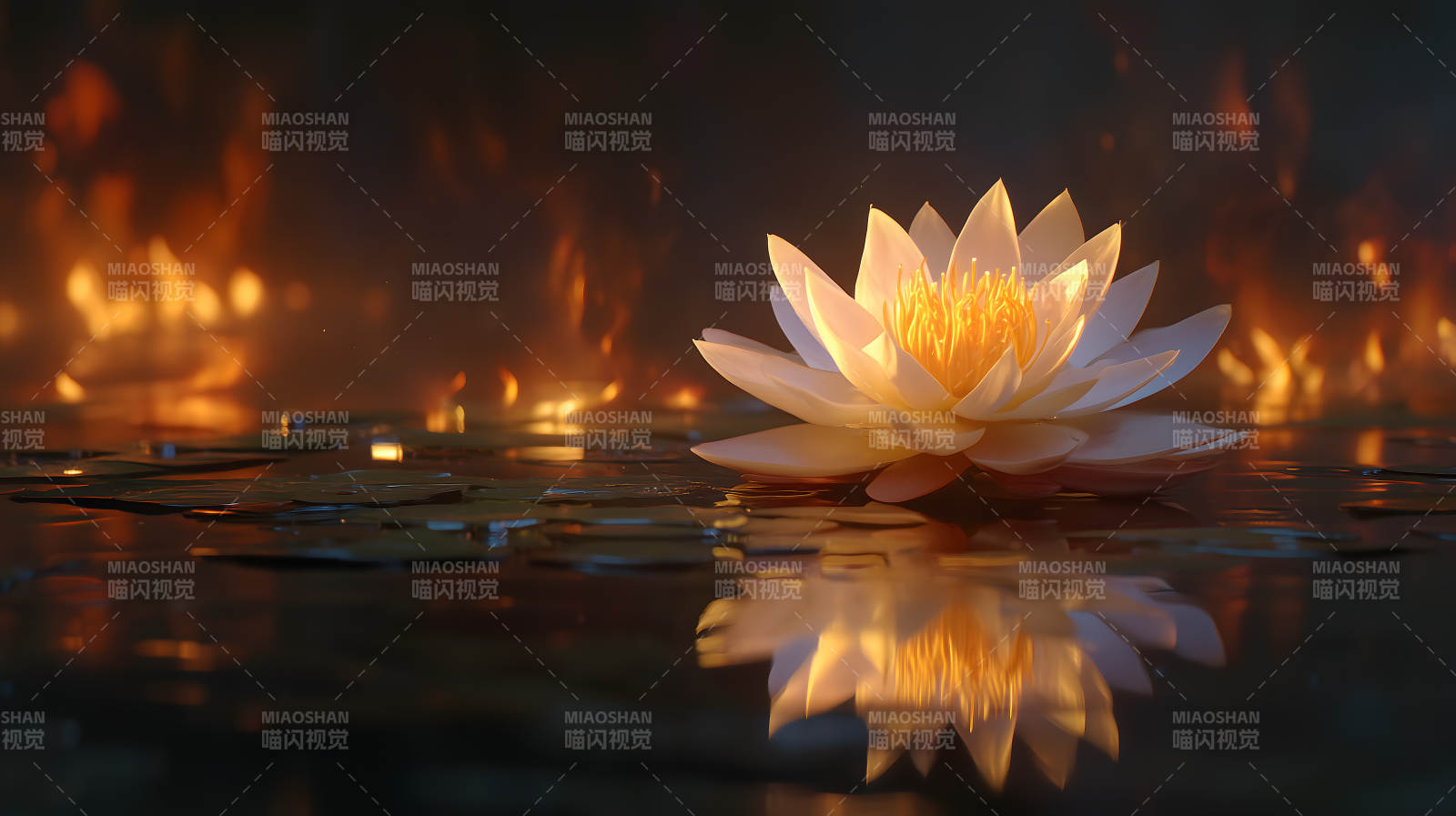 莲花绽放光影交织图片