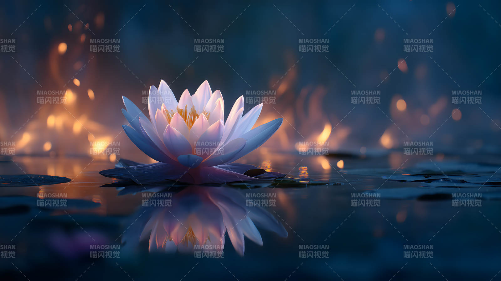 宁静莲花水中绽放图片