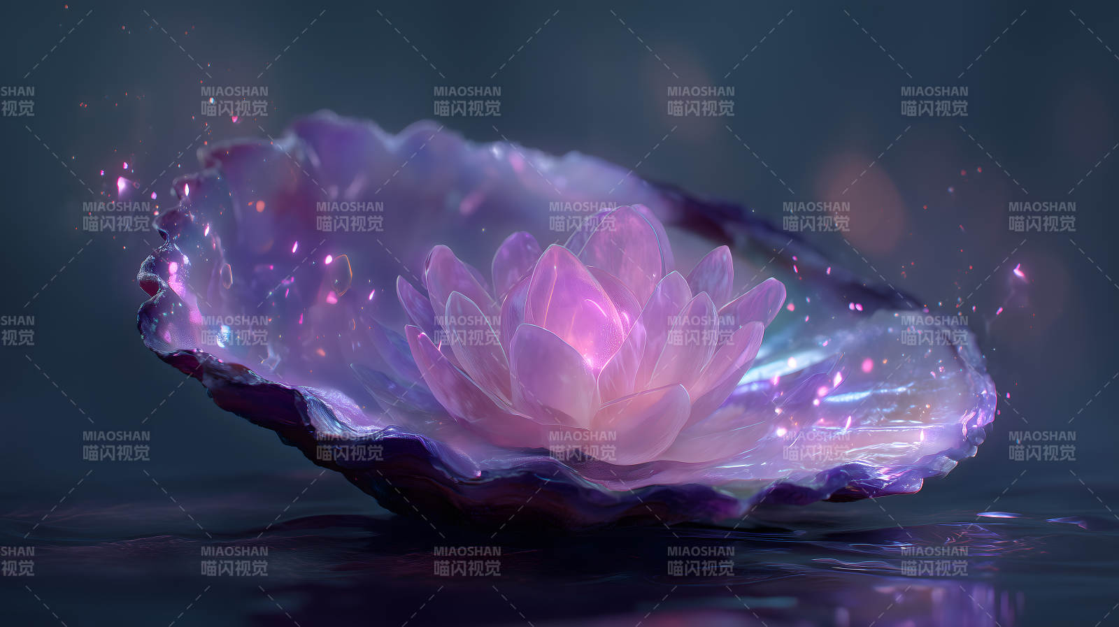 莲花贝壳发光美轮美奂图片