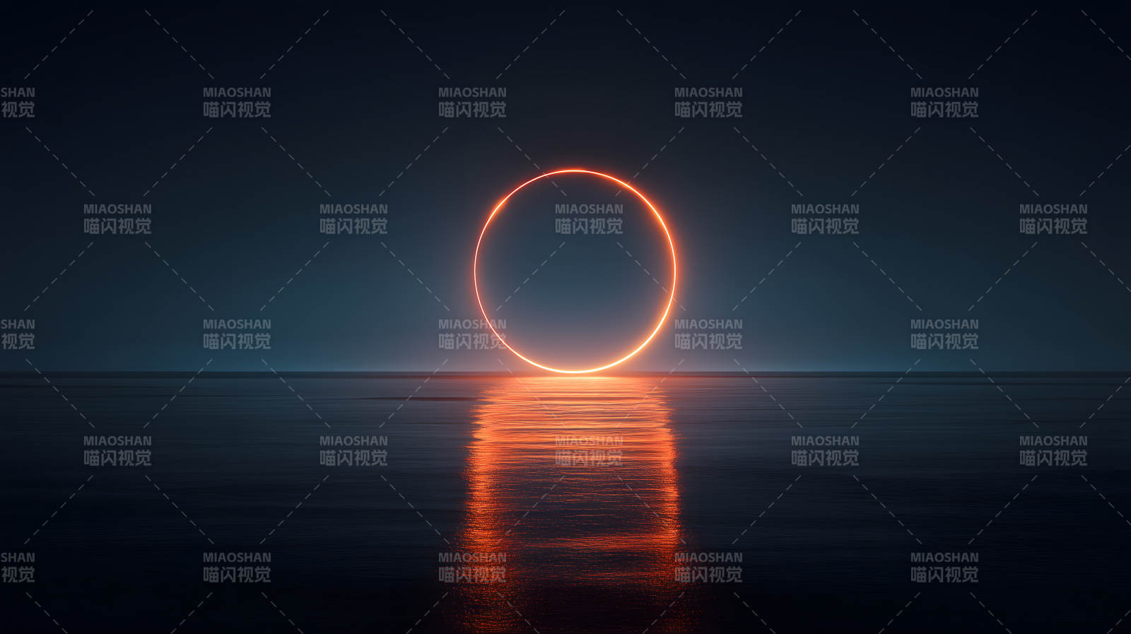 发光圆圈水面反射图片