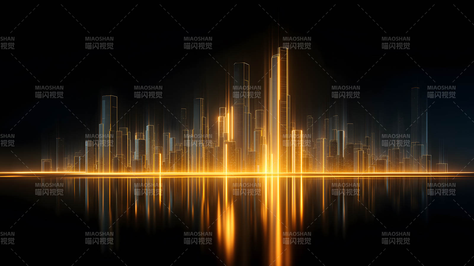 金色光芒的未来城市图片