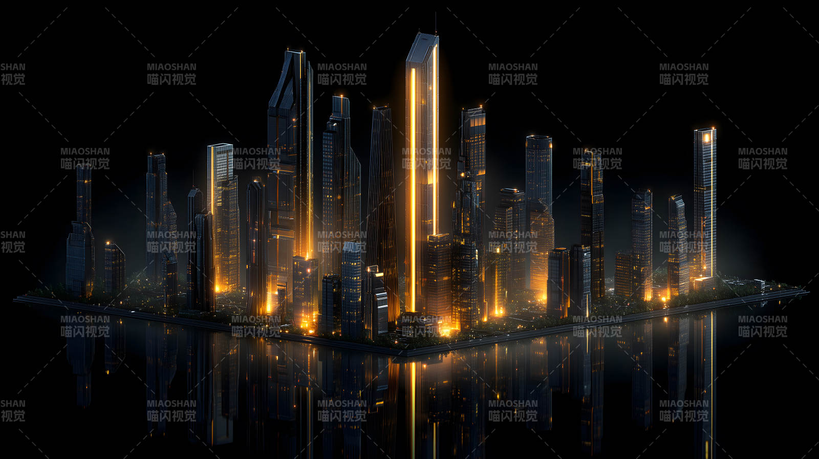 未来城市夜景光影璀璨图片