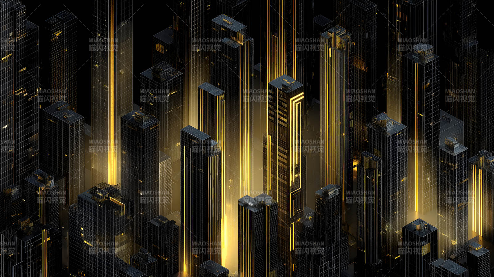 金色光芒点亮城市图片