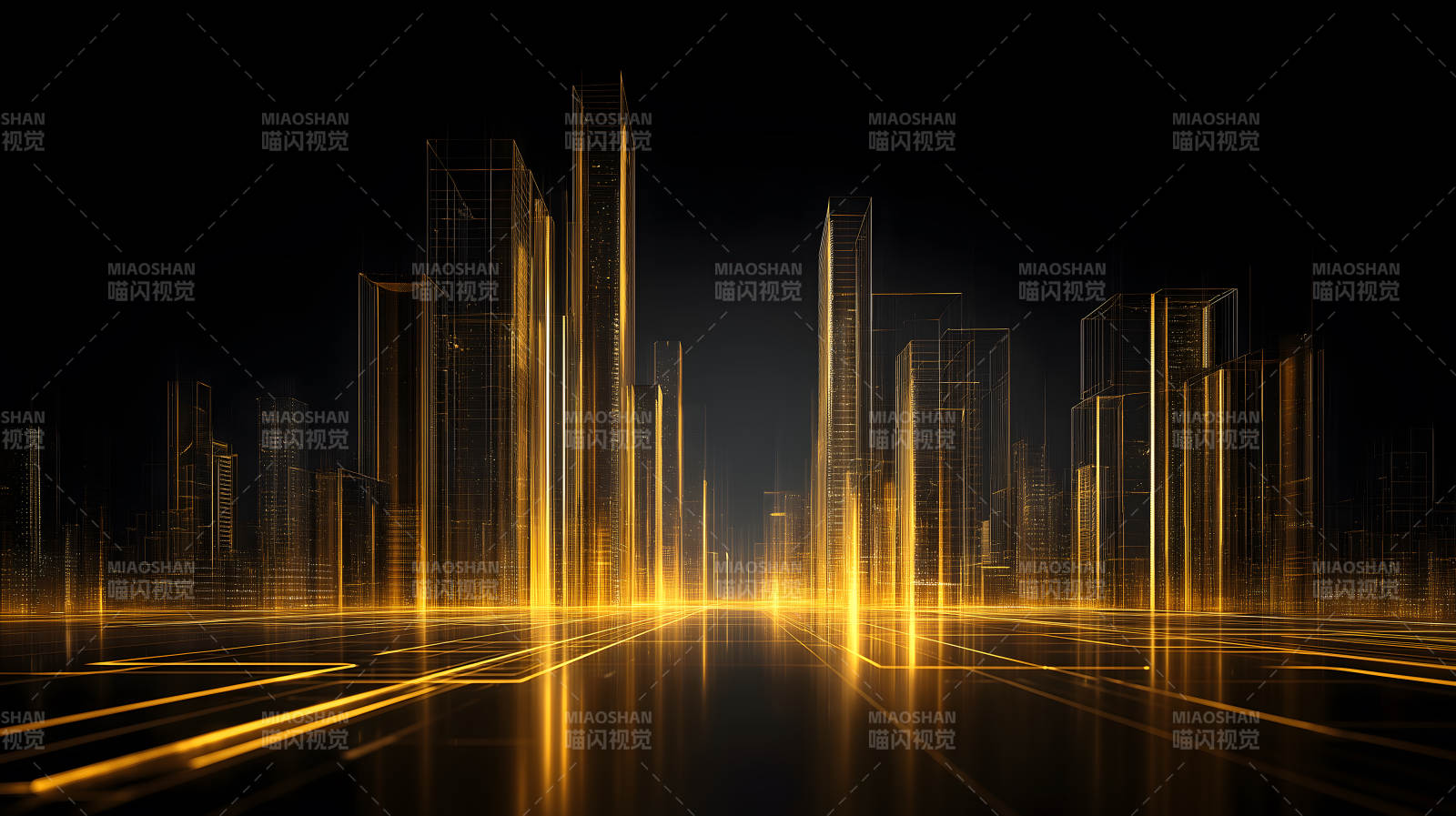 未来城市黄金光影图片