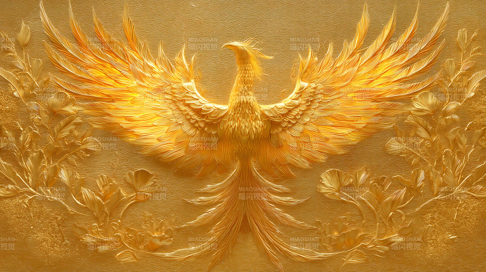 金色凤凰展翅图片