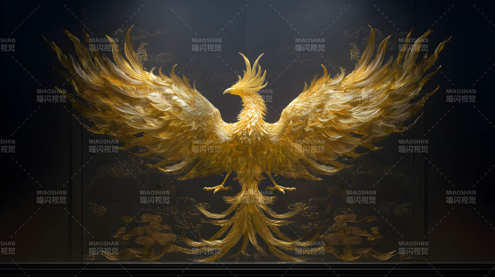 金色凤凰壁画华丽壮观图片