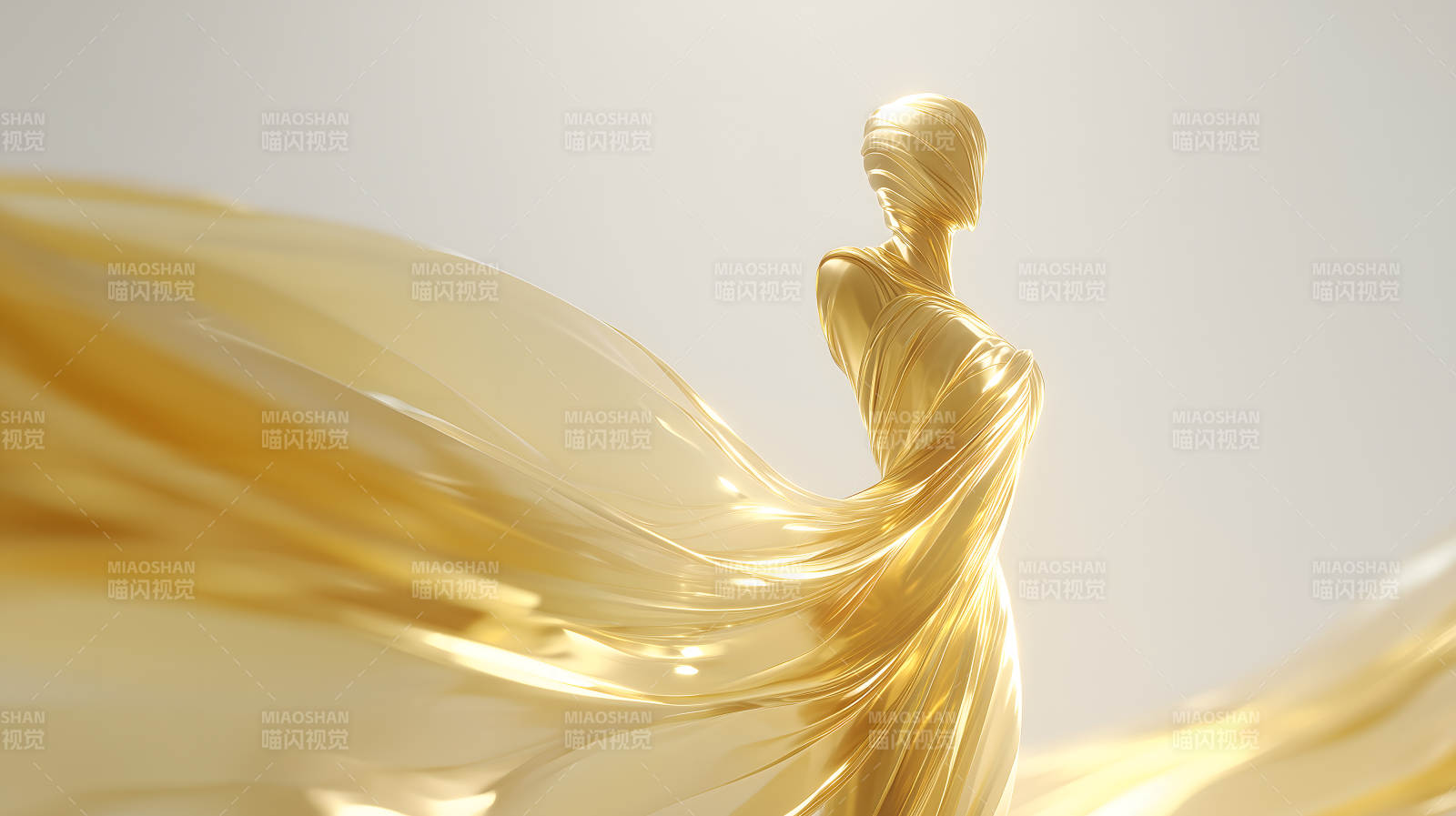 金色女神飞舞丝绸图片