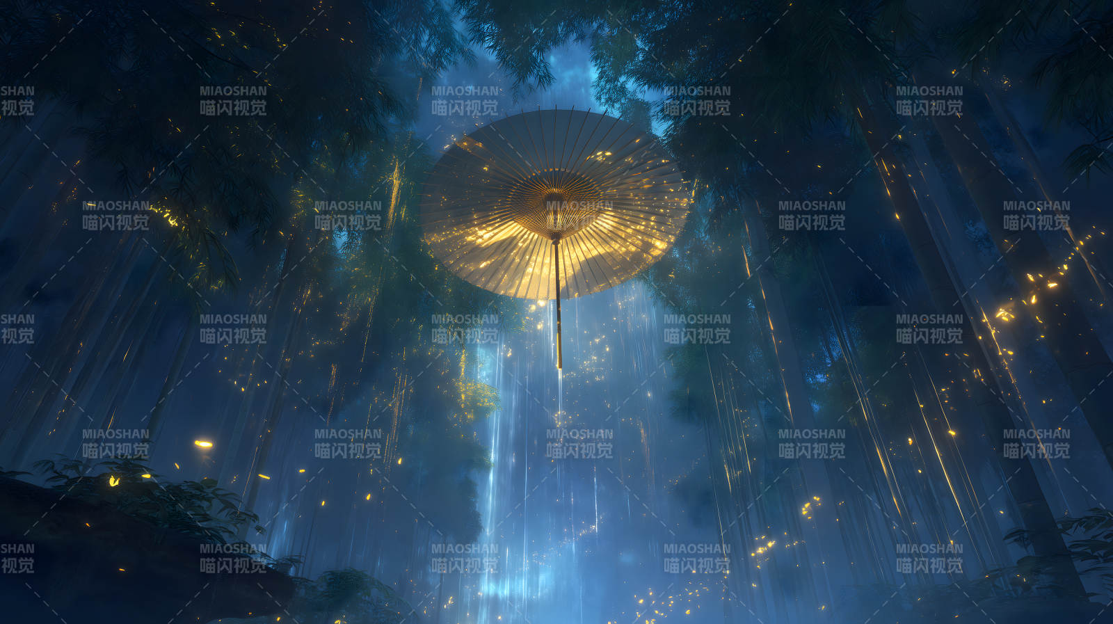 竹林伞光梦境图片