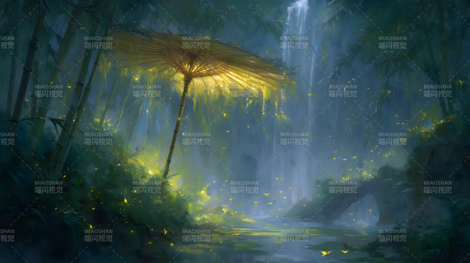 竹林仙境萤火虫图片