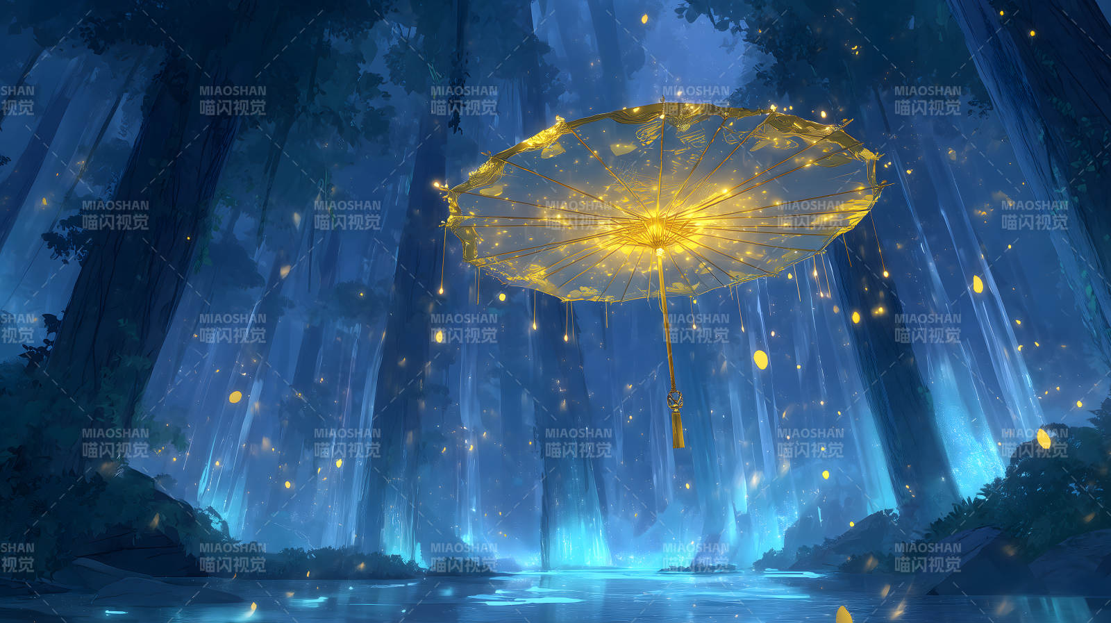 梦幻森林里的金伞图片