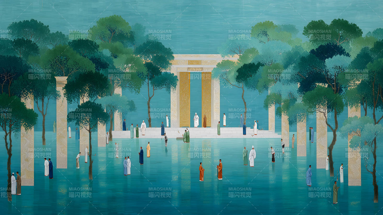 水上建筑人物场景图片