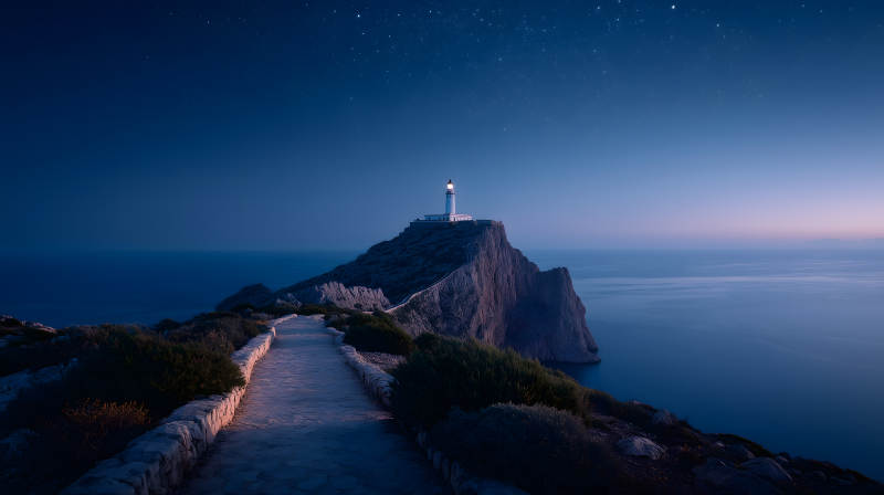 夜幕灯塔守护海洋图片