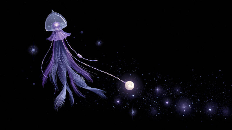 梦幻水母与月亮图片