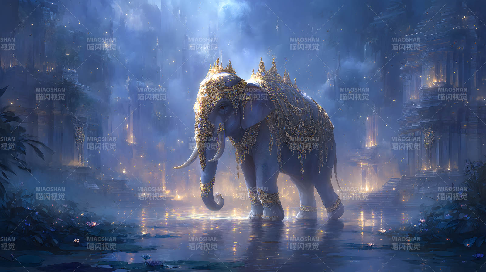 梦幻神象穿梭仙境图片