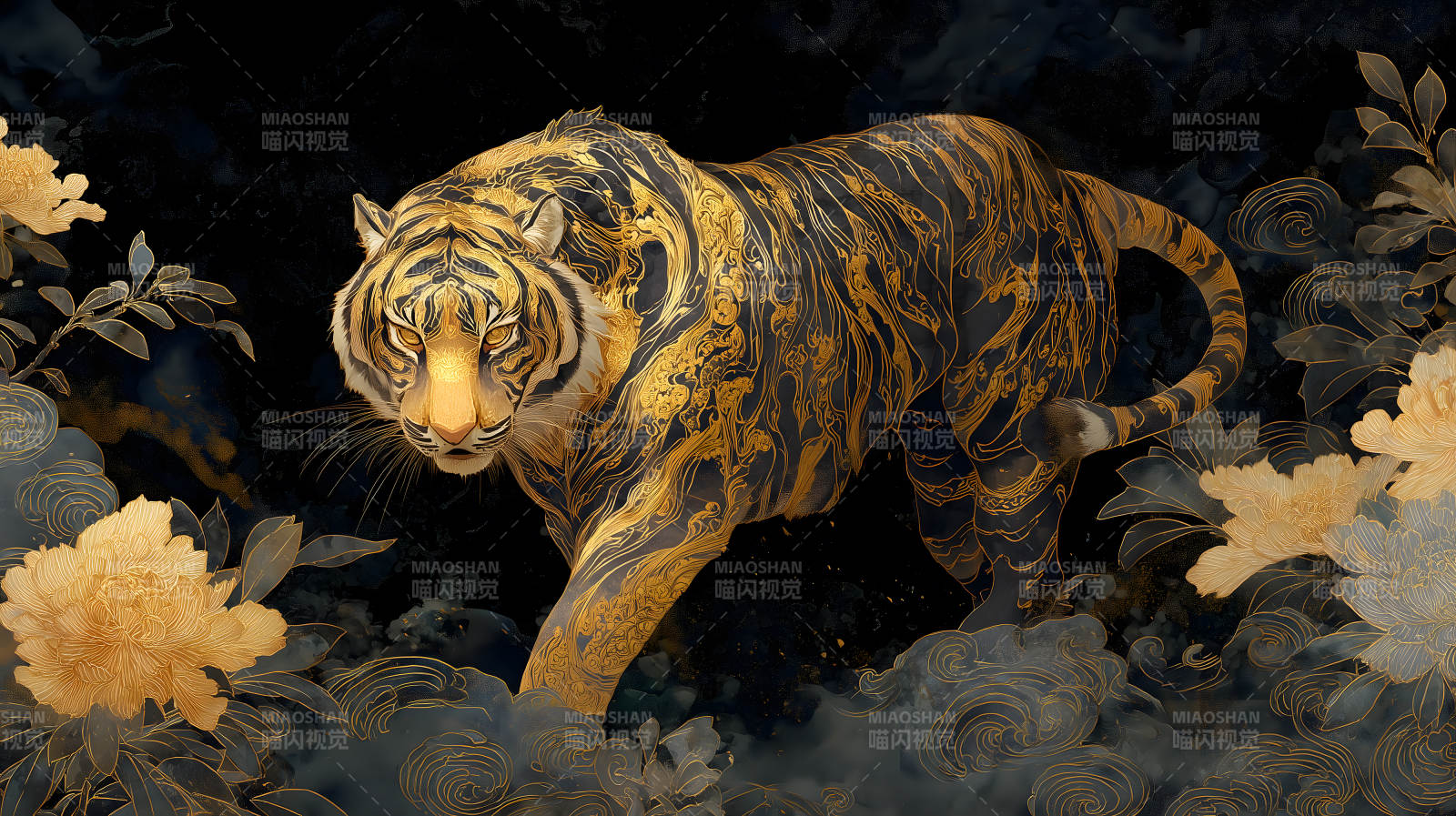 金虎图画栩栩如生图片