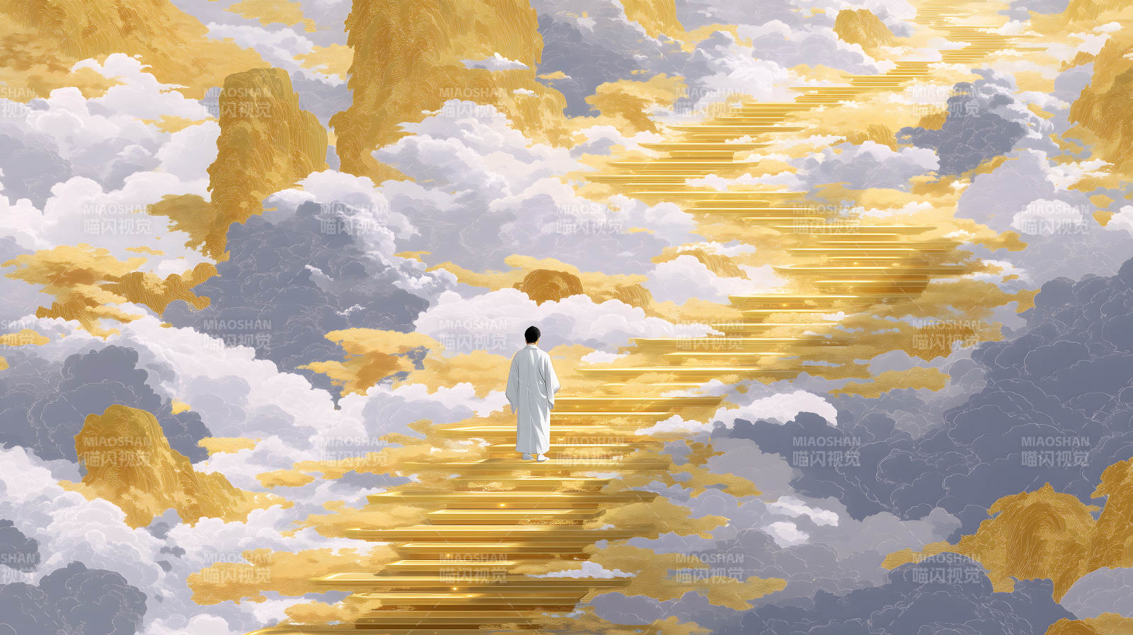 金色阶梯走向天堂图片