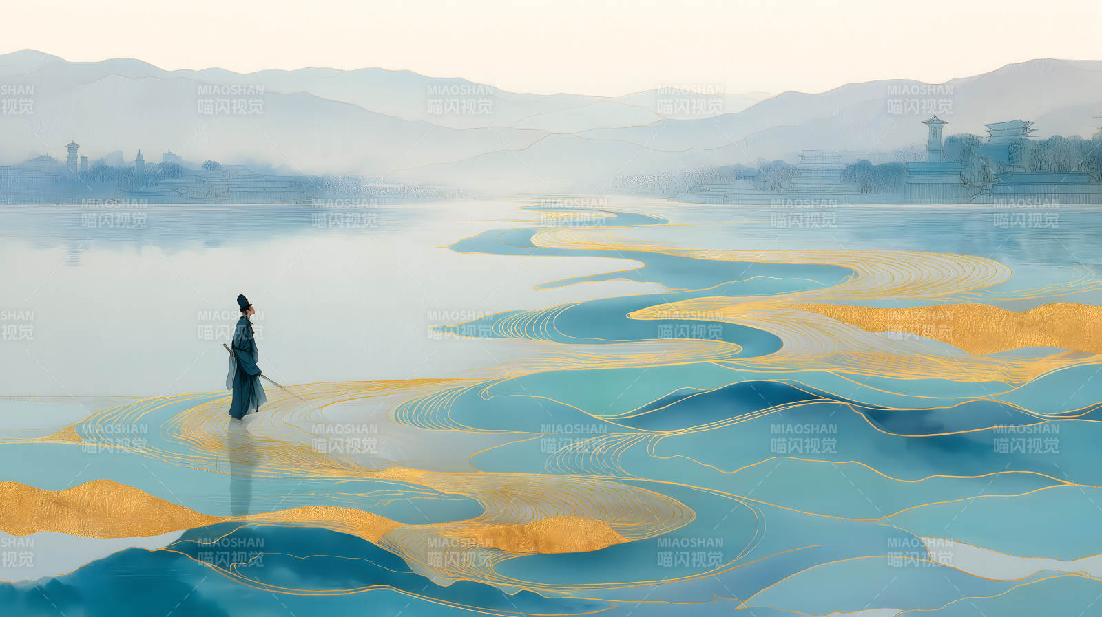 水墨画卷诗意山河图片