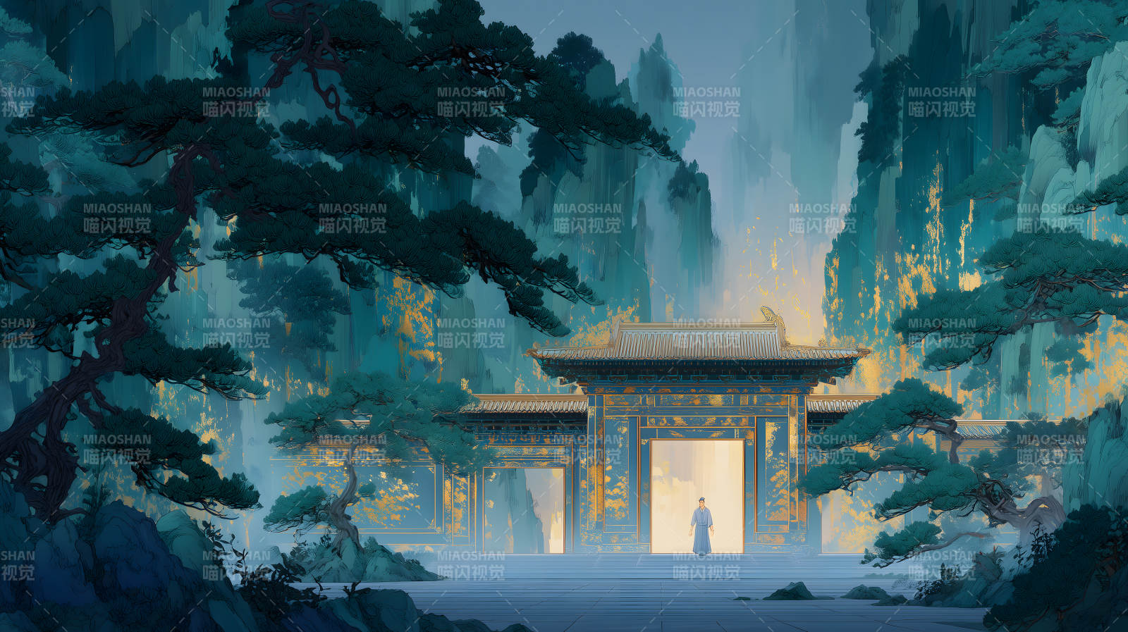 山水宫殿仙境图片