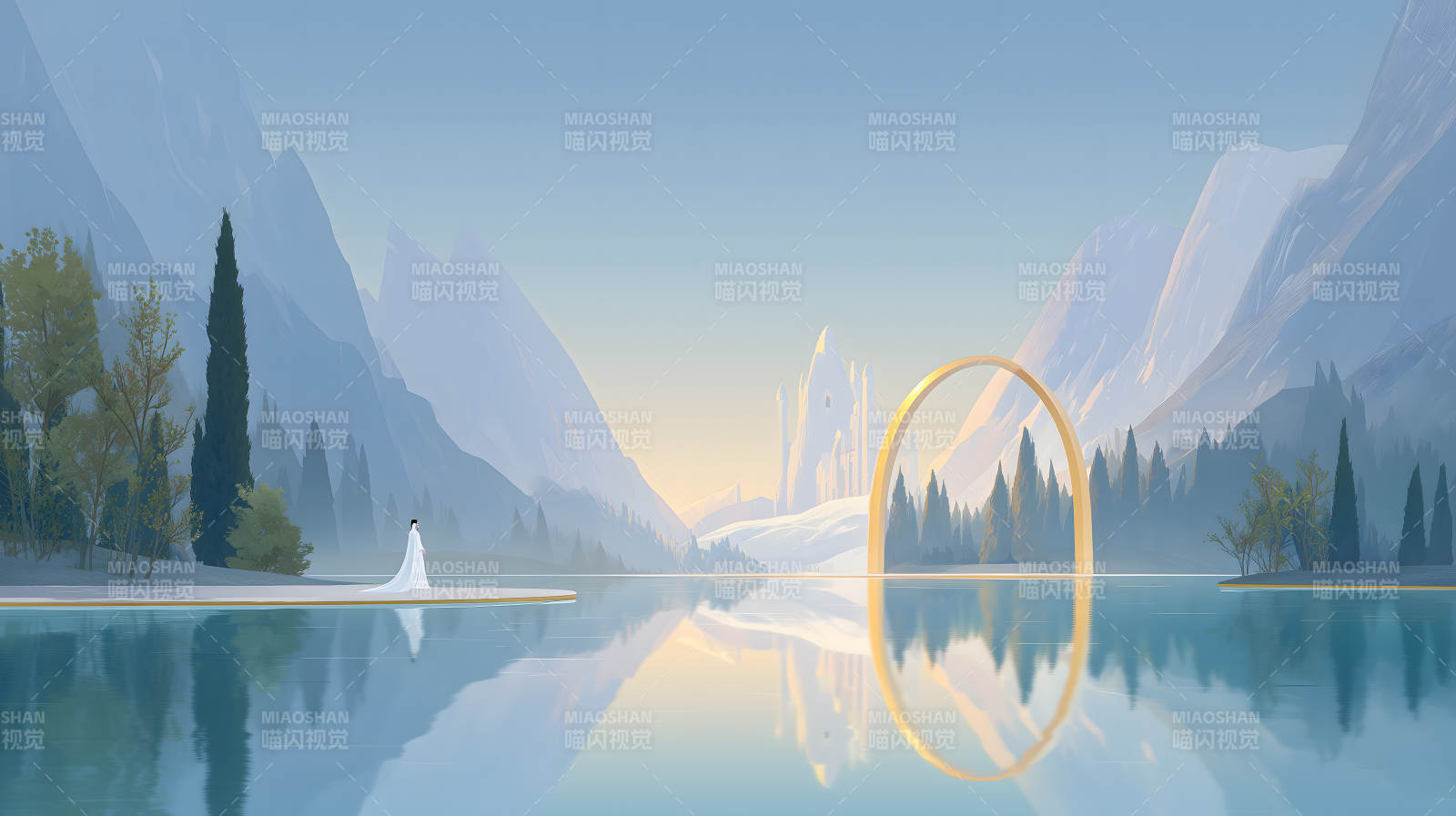 湖光山色仙境图片