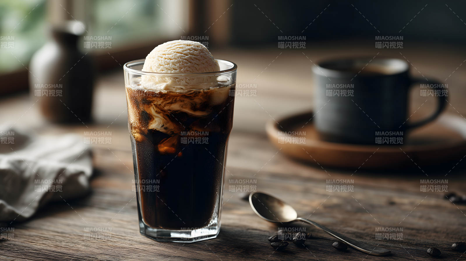 冰淇淋咖啡特写图片