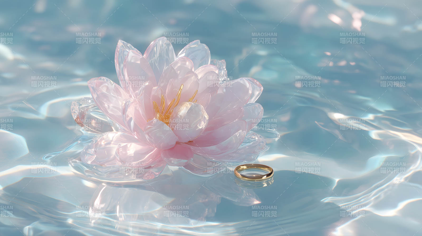 水晶莲花戒指图片