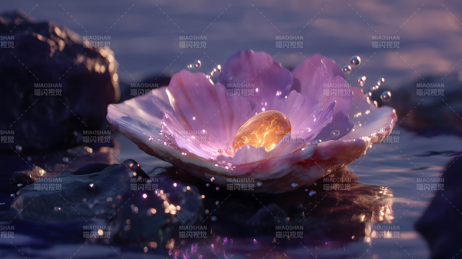 梦幻宝石莲花浮于水面图片