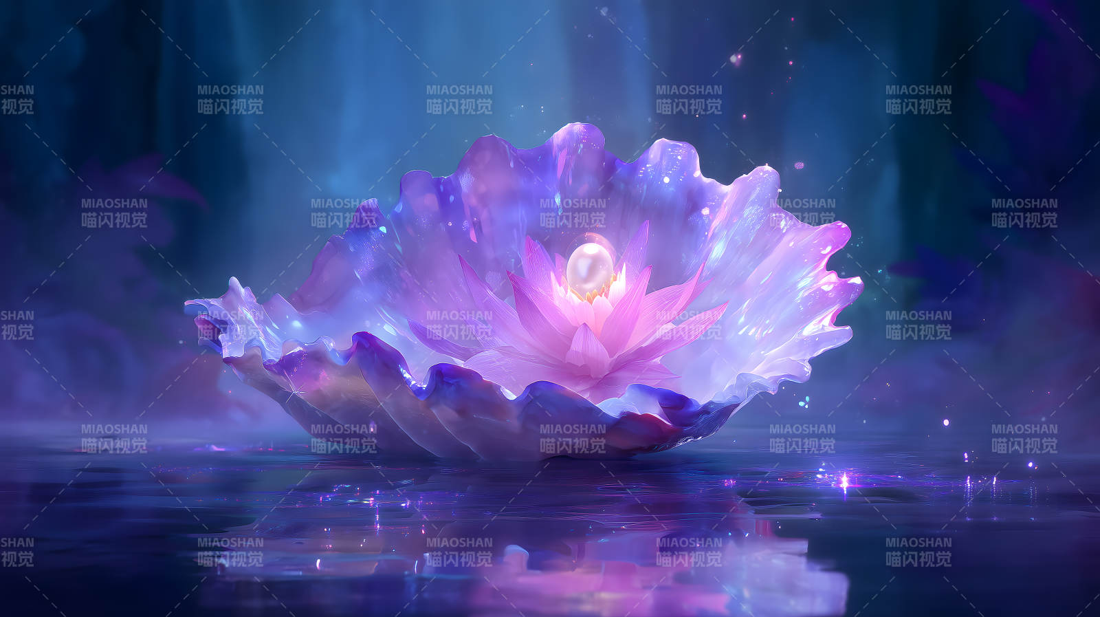 贝壳中的莲花与珍珠图片