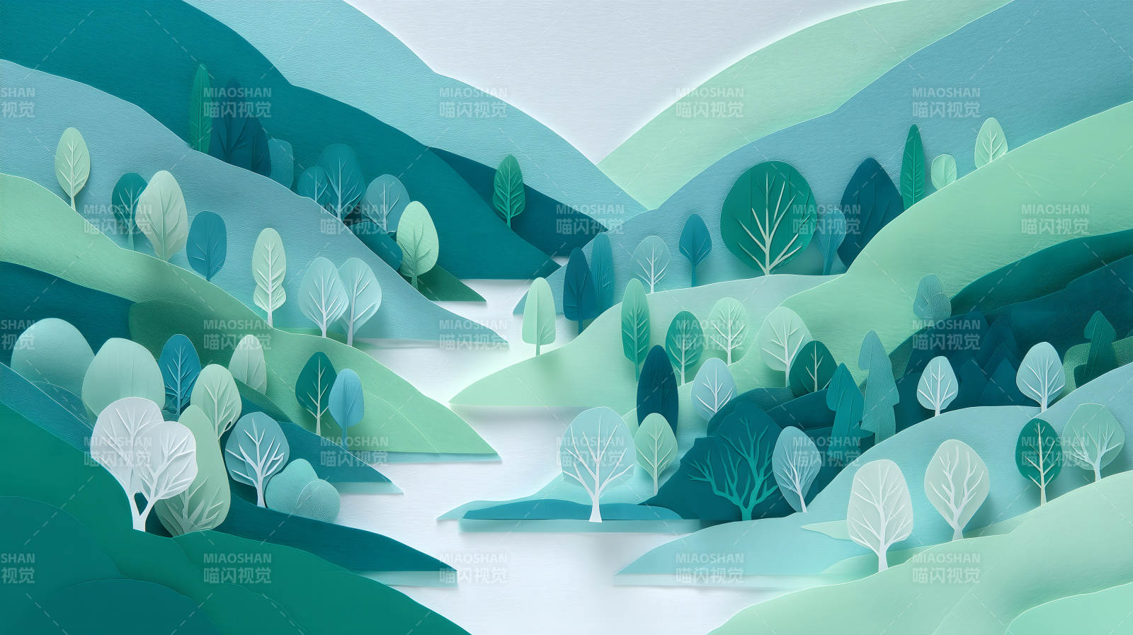 绿色山谷树木图片