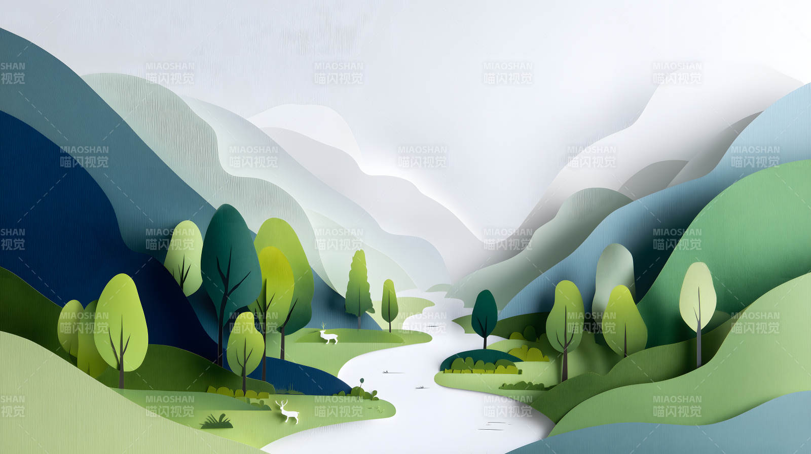 纸艺山河风光图片