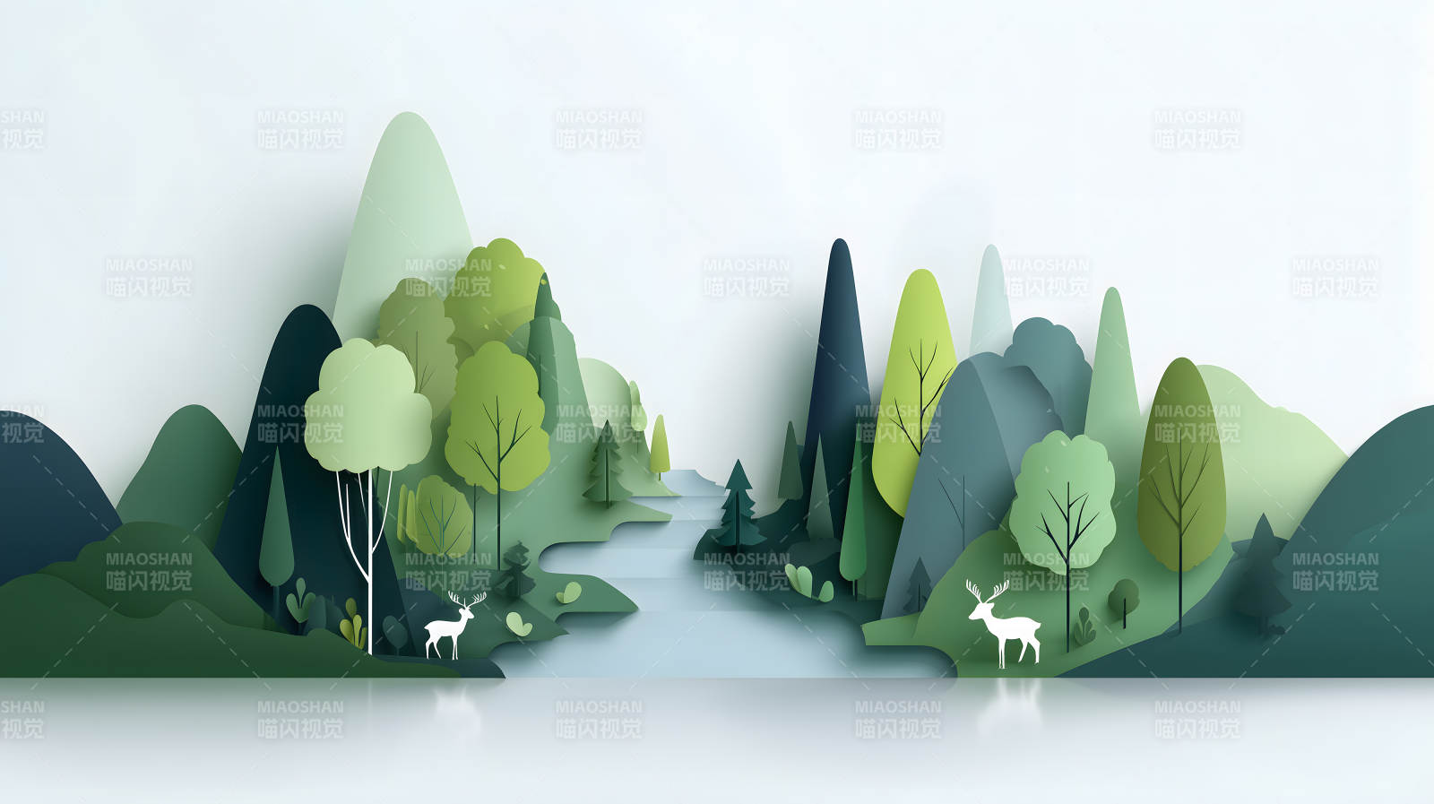 纸艺森林风光图片