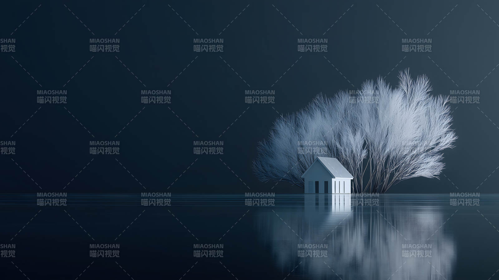 孤寂小屋静谧意境图片