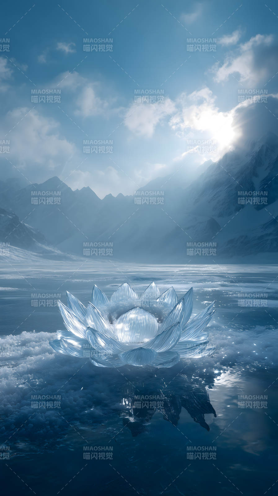 冰莲盛开雪山之上图片