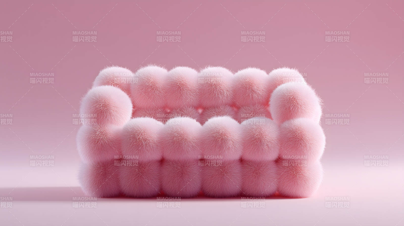 粉色毛球沙发图片